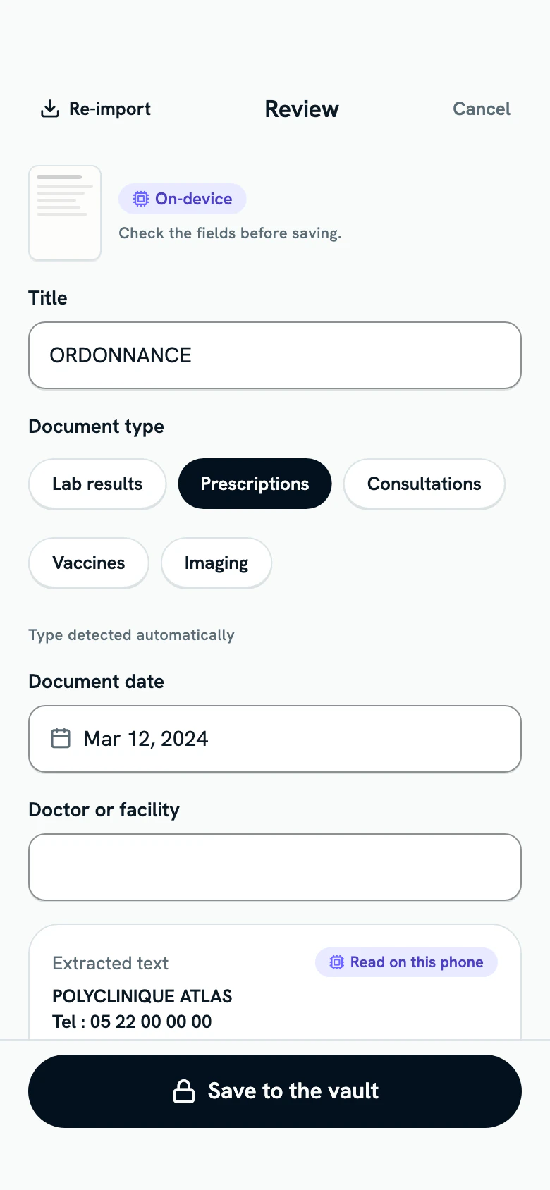 Checking the suggested title, type, date and issuer